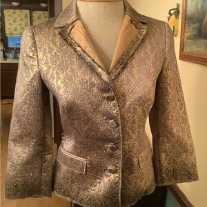 PRADA Wool/Silk/Lurux Gold Metallic Brocade Blazer 40